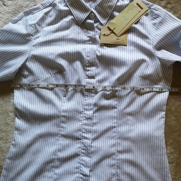 Classic Blue and White Button Down 100% cotton Tailored Fit Office Top XS NWT - Picture 6 of 14